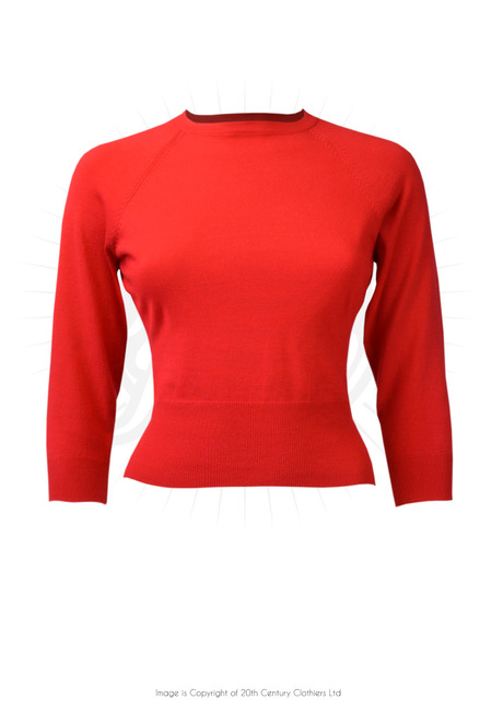 50s Retro Sweater Girl Top in Red