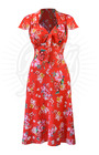 Pretty 40s Tea Dress in Scarlet Bloom