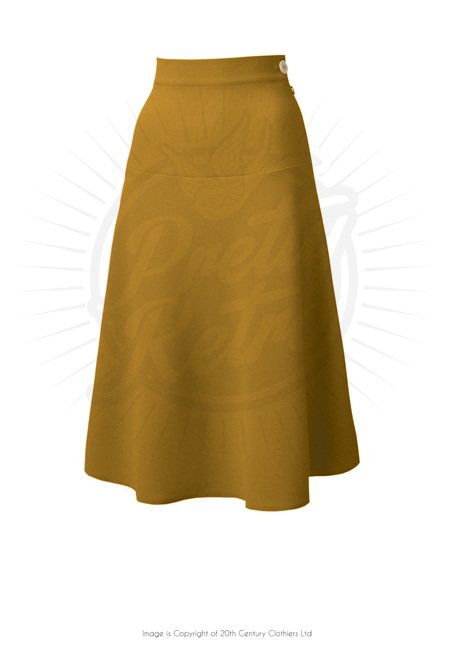 Pretty 40s Yoke Skirt - Gold