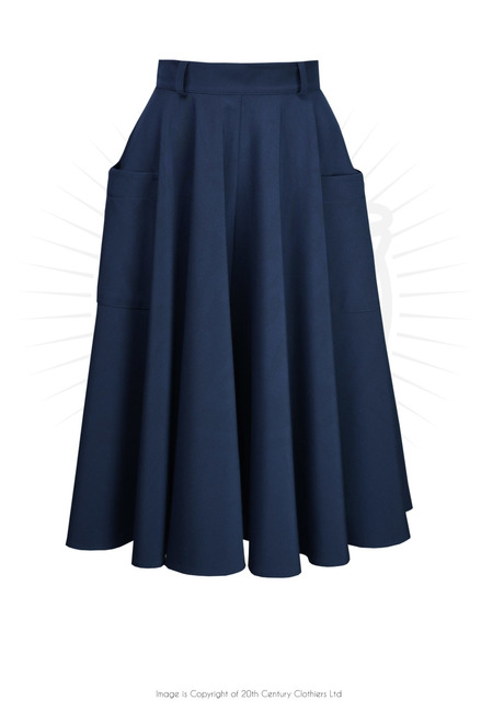 Retro 50s Circle Skirt - Navy