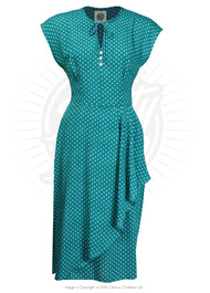 Veronica Tea Dress in Emerald Polka